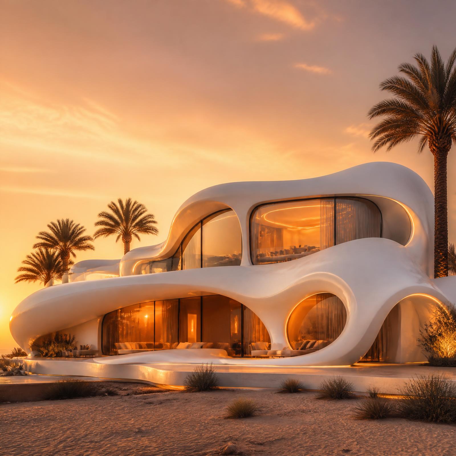 Signature Dubai villa at golden hour